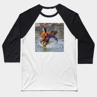 Mandarin Duck Splashing Baseball T-Shirt